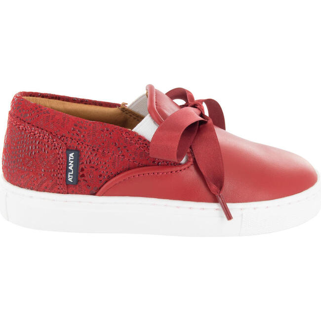 Leather & Lace Slip On Sneakers, Red - Sneakers - 1
