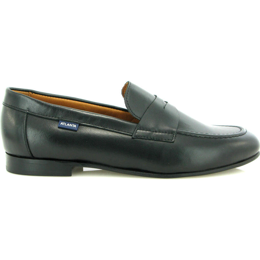 Smooth Leather Teresa Classic Loafers, Black - Loafers - 1