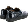 Leather Slip On Sneakers, Black & Dark Blue - Sneakers - 4