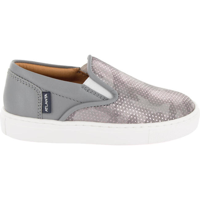 Leather Slip On Sneakers, Grey Snake Effect