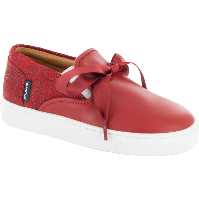 Leather & Lace Slip On Sneakers, Red