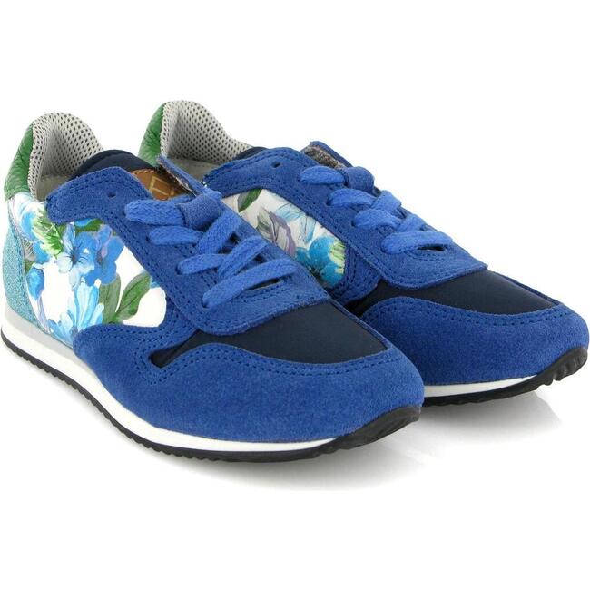 Leather & Textile Runner, Blue Multi - Sneakers - 3