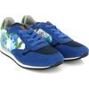 Leather & Textile Runner, Blue Multi - Sneakers - 3 - thumbnail