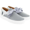 Leather & Lace Slip On Sneakers, Grey - Sneakers - 3
