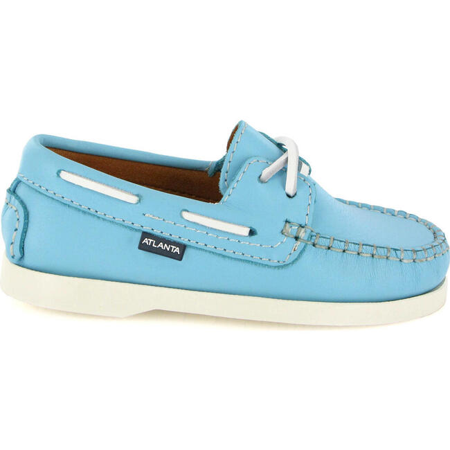 Leather Boat Shoes, Turquoise Blue