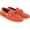 Leather Boat Shoes, Coral - Loafers - 3
