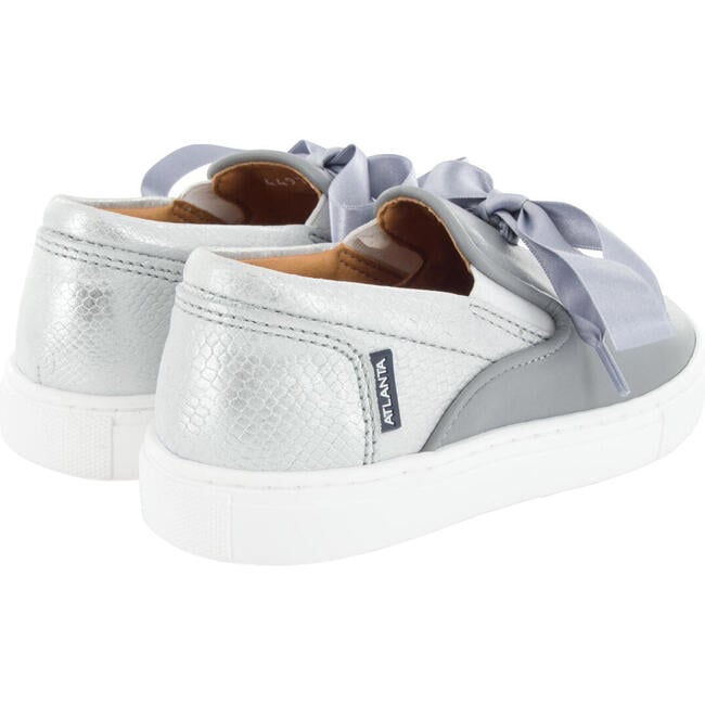 Leather & Lace Slip On Sneakers, Grey - Sneakers - 4