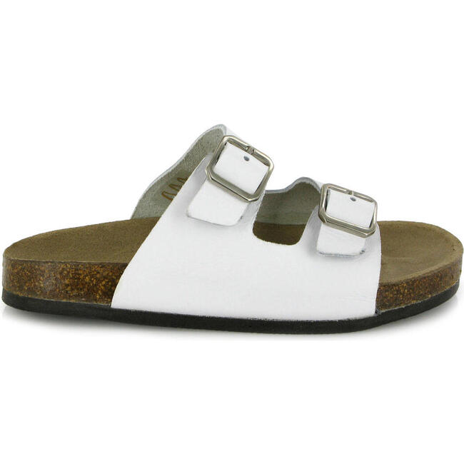 Smooth Leather Two Velcro Sandal, White - Sandals - 1