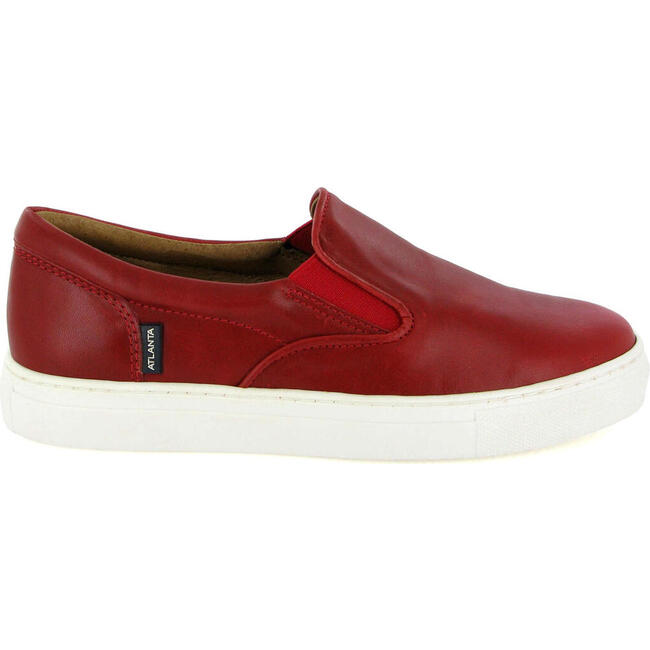 Slip On Sneakers in Leather, Red