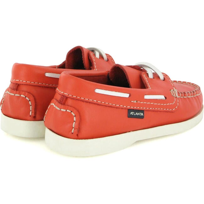 Leather Boat Shoes, Coral - Loafers - 4