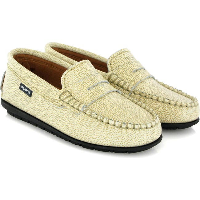 Grainy Leather Penny Moccasins, Yellow - Loafers - 3