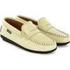 Grainy Leather Penny Moccasins, Yellow - Loafers - 3 - thumbnail
