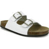 Smooth Leather Two Velcro Sandal, White - Sandals - 2