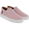Smooth Leather Slip On Sneakers, Pink - Sneakers - 3 - thumbnail