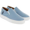 Smooth Leather Slip On Sneakers, Sky Blue - Sneakers - 3 - thumbnail