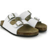 Smooth Leather Two Velcro Sandal, White - Sandals - 3