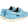 Leather Boat Shoes, Turquoise Blue - Loafers - 4