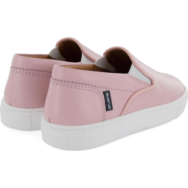 Smooth Leather Slip On Sneakers, Pink - Sneakers - 4