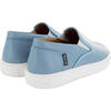 Smooth Leather Slip On Sneakers, Sky Blue - Sneakers - 4 - thumbnail