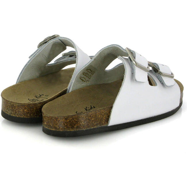 Smooth Leather Two Velcro Sandal, White - Sandals - 4