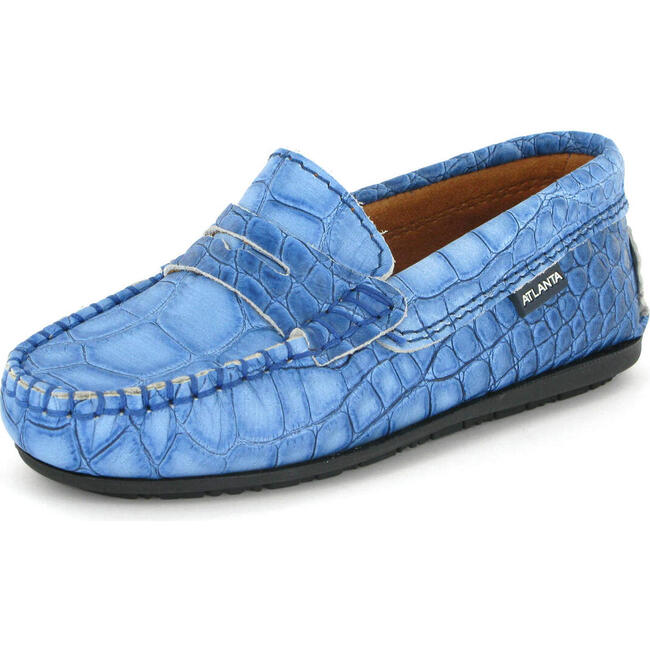 Penny Leather Moccasins, Blue - Loafers - 5