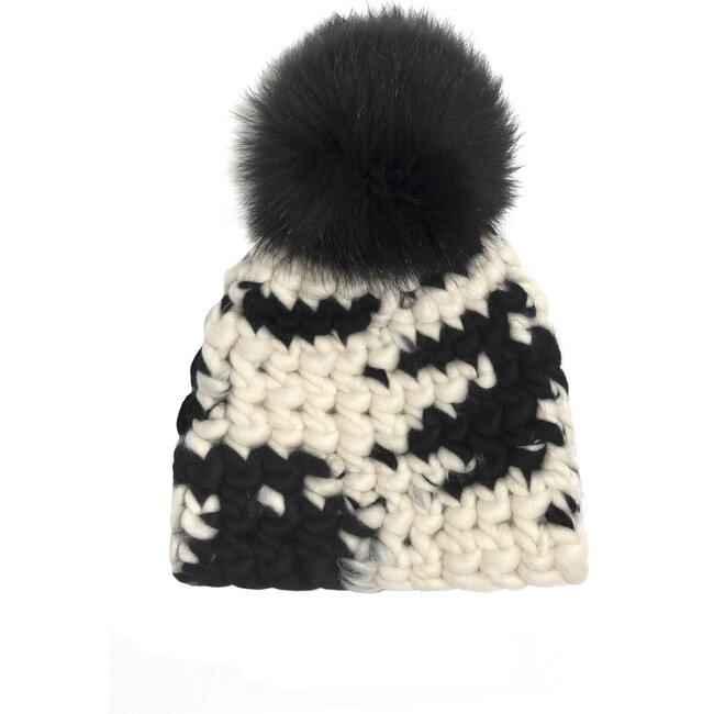 Beanie Adult Pomster, Cow Print - Hats - 1