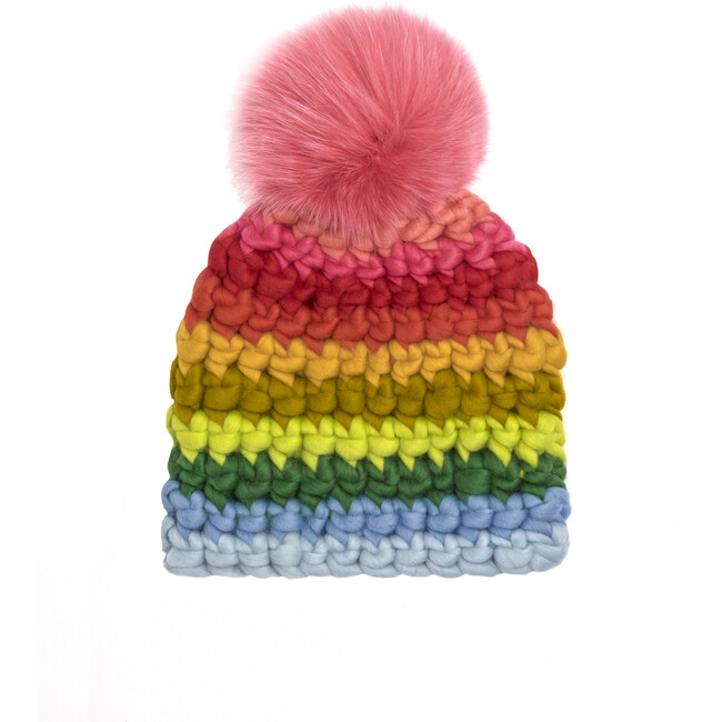 Beanie Stripe Adult Hat, Rainbow - Hats - 1