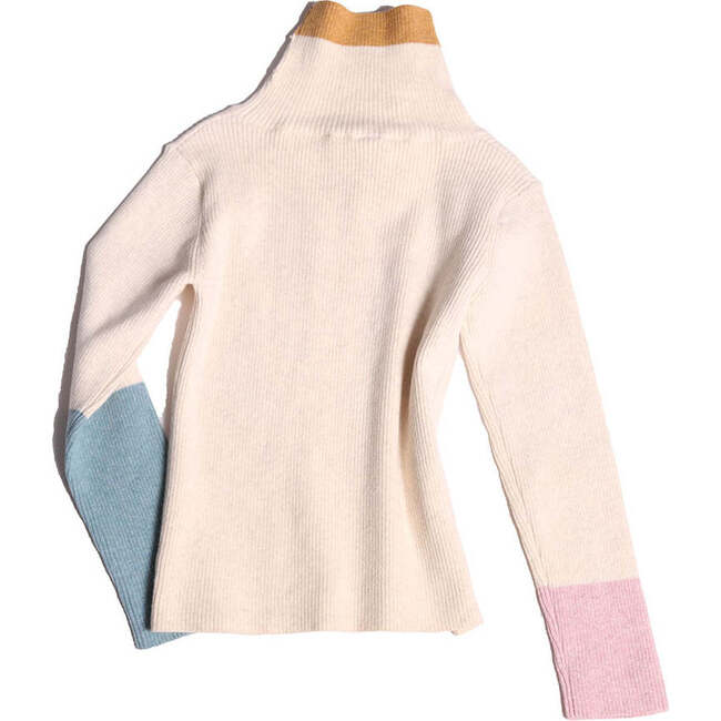 Patchwork Ribbed Turtleneck, Opal Mix - Tees - 3