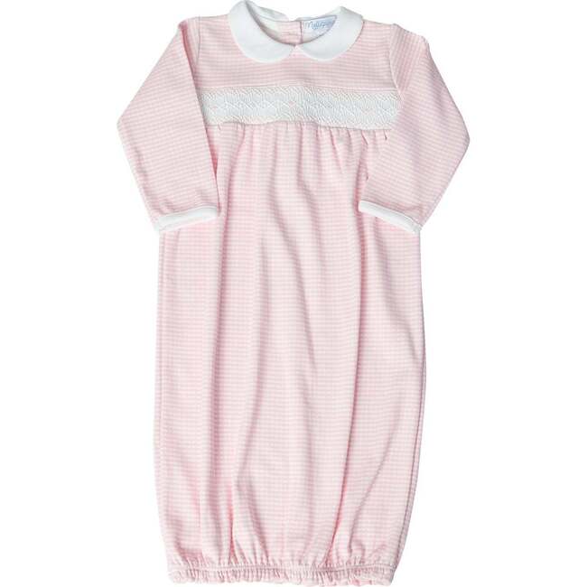 Gingham Smocked Gown, Pink