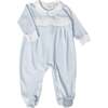 Gingham  Smocked Footie, Blue - Footie Pajamas - 1 - thumbnail