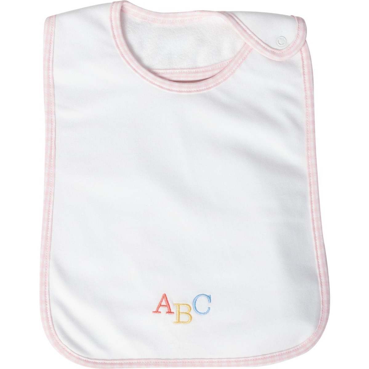 Gingham ABC Feeding bib, Pink - Bibs - 1