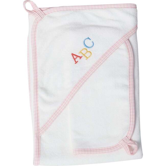 Gingham ABC Baby Towel, Pink