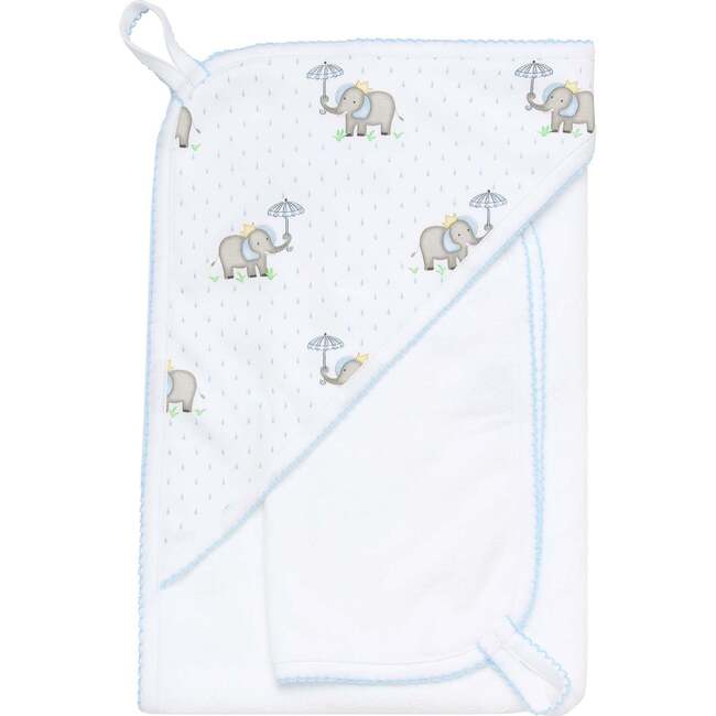 Elephant Baby Towel, Blue - Towels - 1