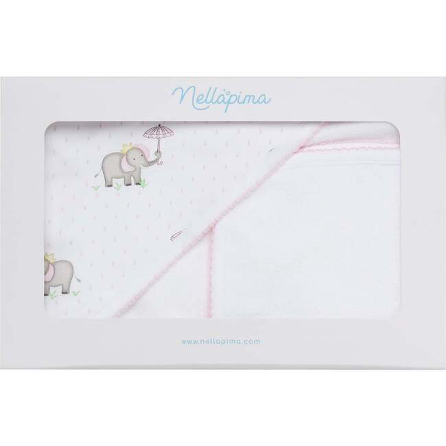 Elephant Baby Towel, Pink - Towels - 1