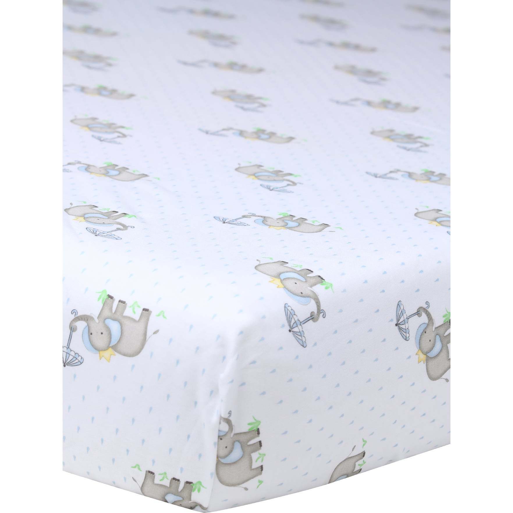 Elephant Baby Crib Sheets, Blue - Crib Sheets - 1