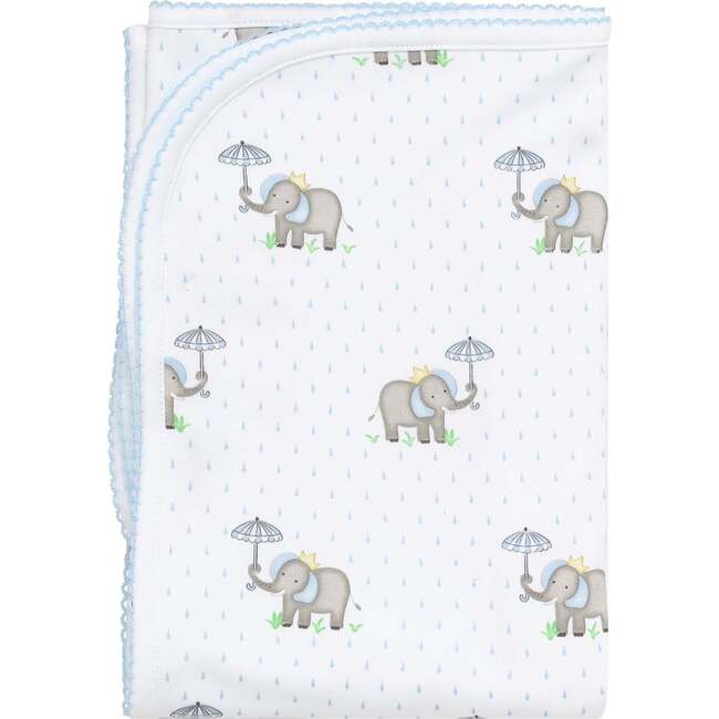 Elephant Baby Blanket, Blue - Blankets - 1