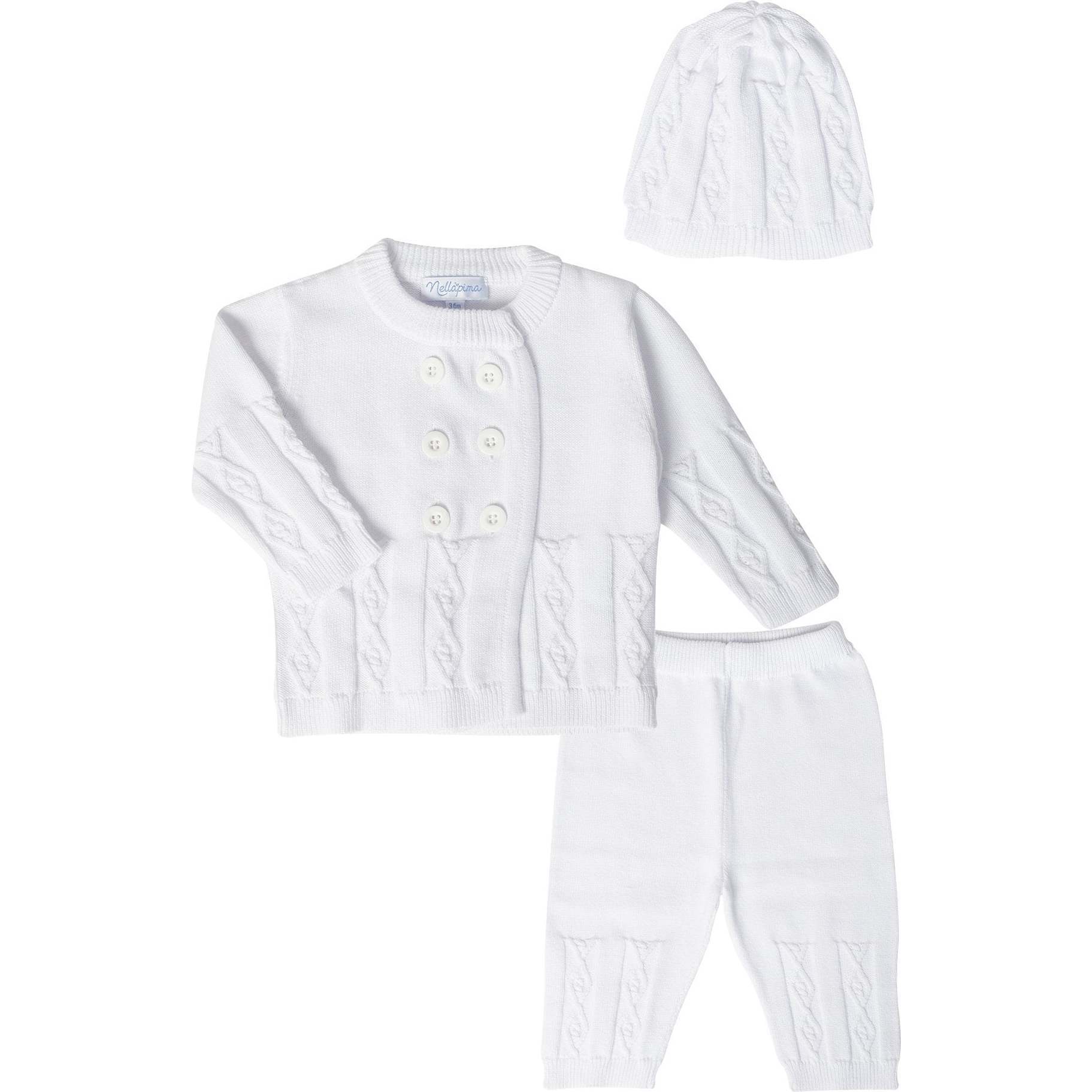 Button Cable Knit Set, White - Mixed Apparel Set - 1