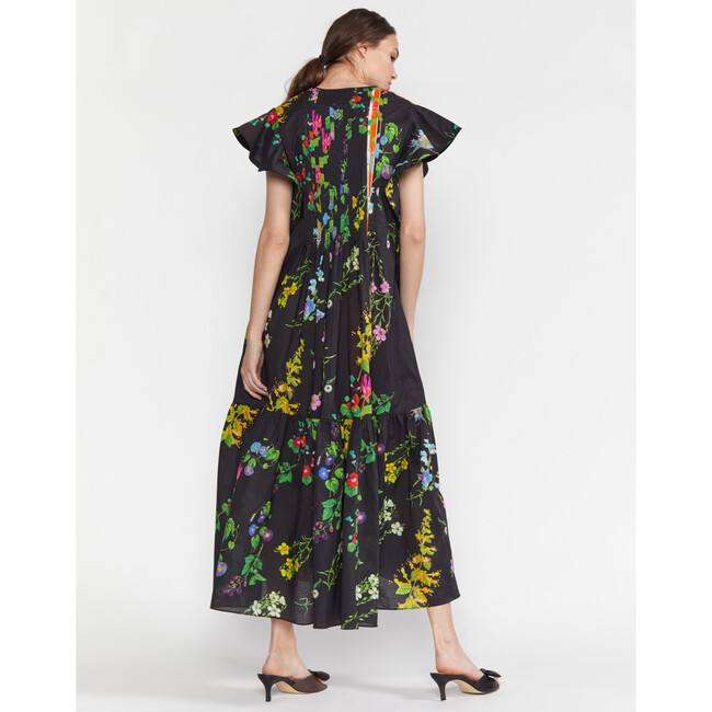 Women's Nairobi Botanical Kaftan, Black Florals - Dresses - 3