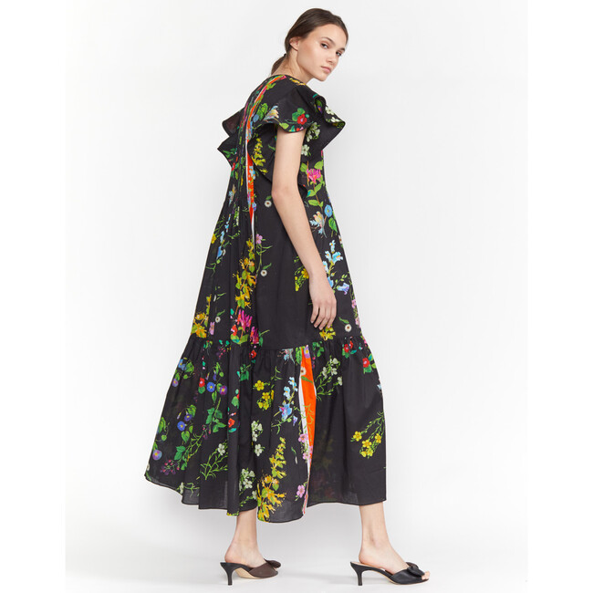 Women's Nairobi Botanical Kaftan, Black Florals - Dresses - 4