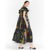 Women's Nairobi Botanical Kaftan, Black Florals - Dresses - 4
