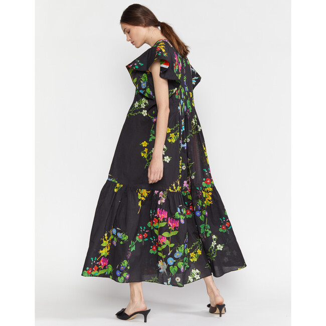 Women's Nairobi Botanical Kaftan, Black Florals - Dresses - 5
