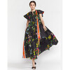 Women's Nairobi Botanical Kaftan, Black Florals - Dresses - 6