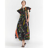 Women's Nairobi Botanical Kaftan, Black Florals - Dresses - 7