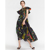 Women's Nairobi Botanical Kaftan, Black Florals - Dresses - 8