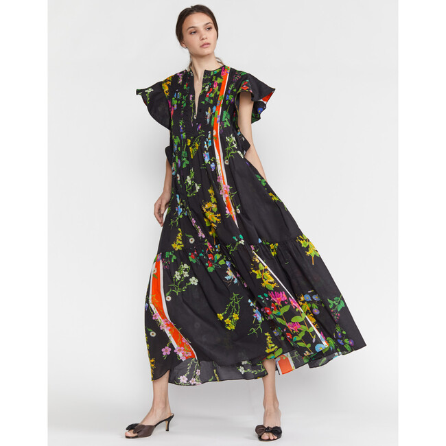 Women's Nairobi Botanical Kaftan, Black Florals - Dresses - 9