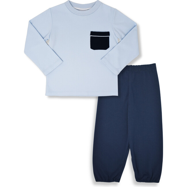 Charlie Gathered Pant Set LS, Blue/Navy - Mixed Apparel Set - 1