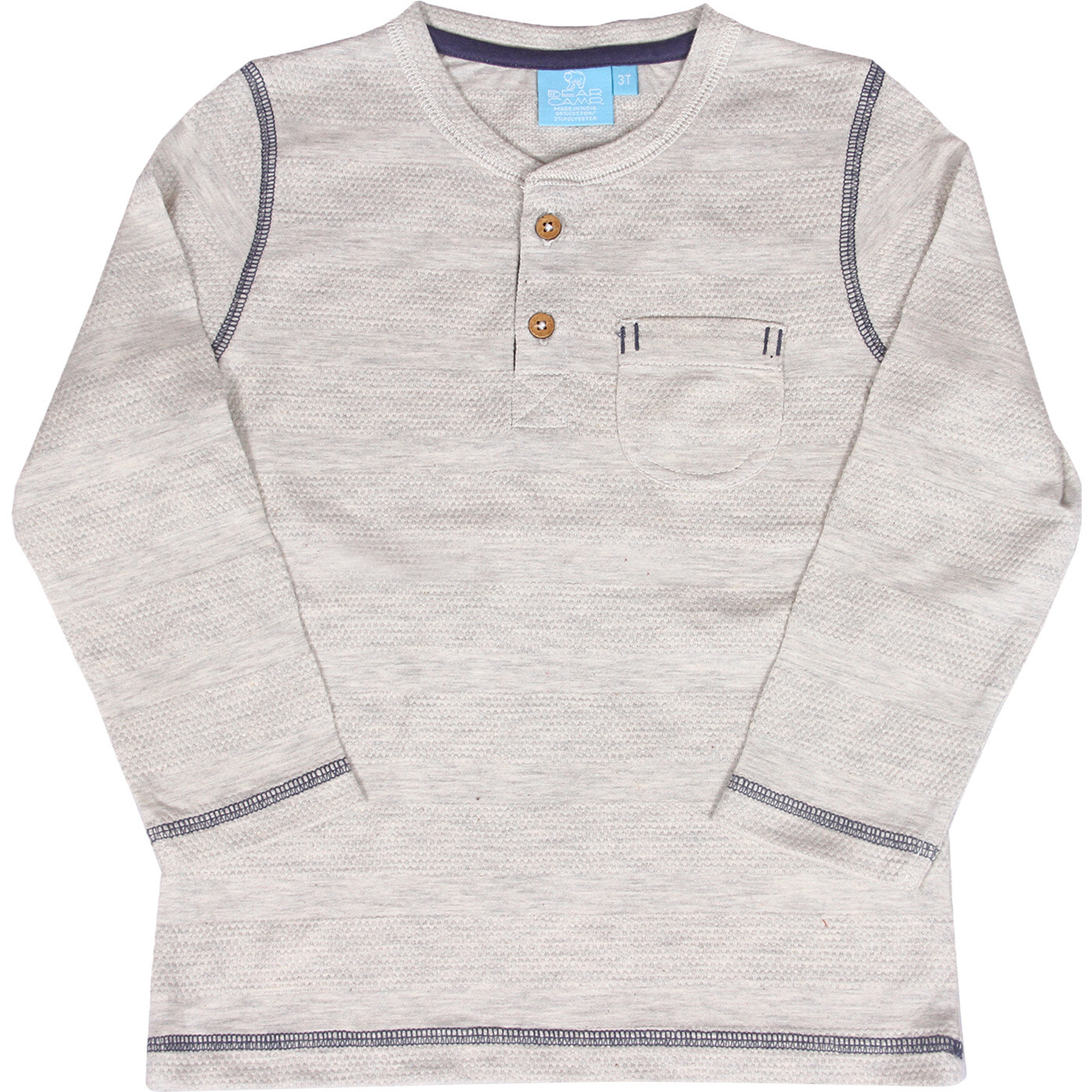 Harper Long Sleeve Henley, Oatmeal Heather - T-Shirts - 1
