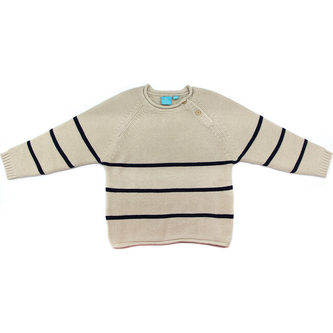 Jordan Striped Sweater, Navy - Sweaters - 1