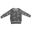 Leon Dinosaur Sweater, Grey - Sweaters - 1 - thumbnail