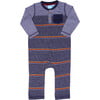 Adrian Striped Henley Romper, True Navy - Rompers - 1 - thumbnail